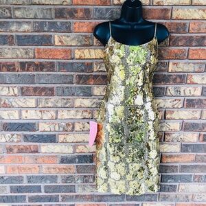 Vintage Midnight Glo Gold Sequin Dress Size 4